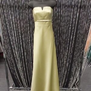 Lime Satin Strapless Gown